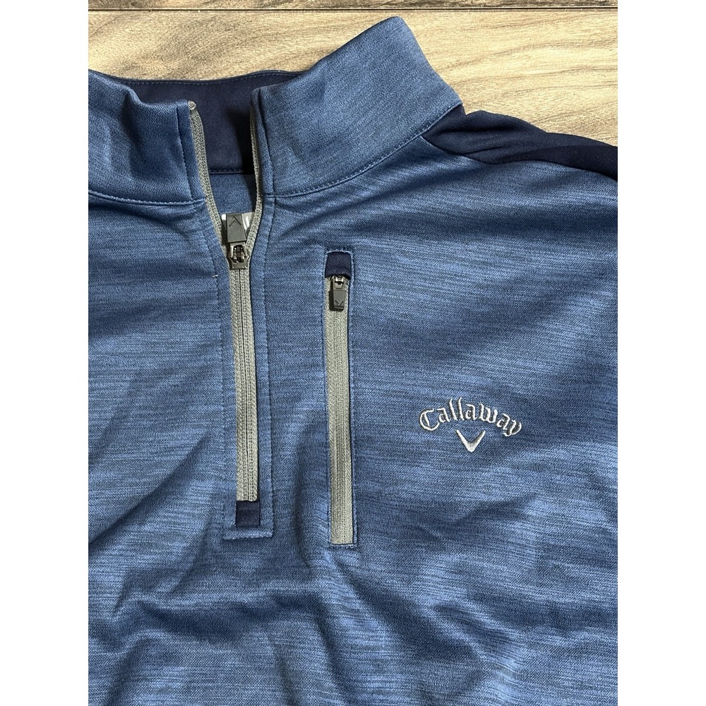 Callaway 1/4 Zip Pullover Mens Blue Pocketed Long-sleeve Large 670